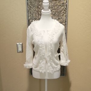 White House Black Market White Cardigan